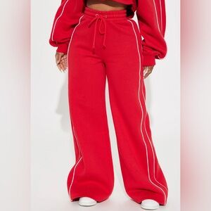 Wide leg red joggers